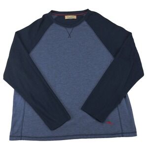Tommy Bahama Mens XXL Blue Raglan Long Sleeve Shirt Colorblock Marlin Logo Tee